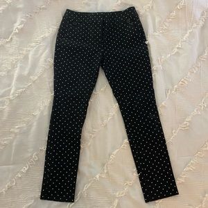 loft navy blue and white polka dot petite marisa skinny dress pant